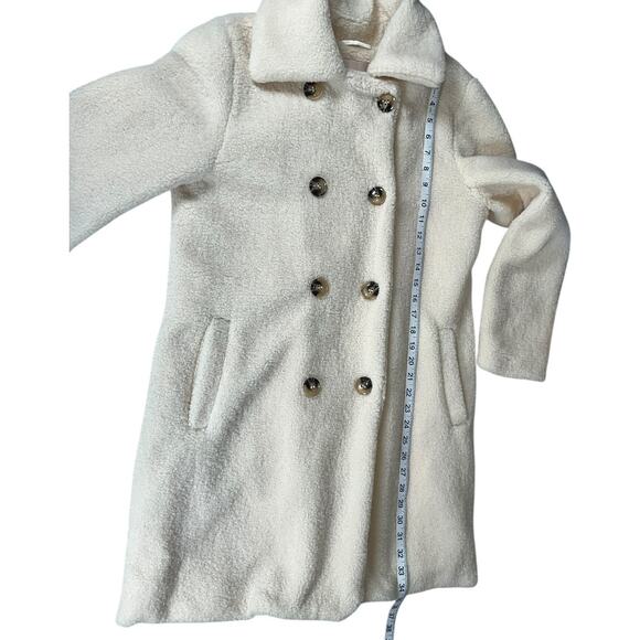 NWT Rachel Parcel Long Ivory Faux Fur Trench Coat | Size Small Elegant Winter - Picture 9 of 11